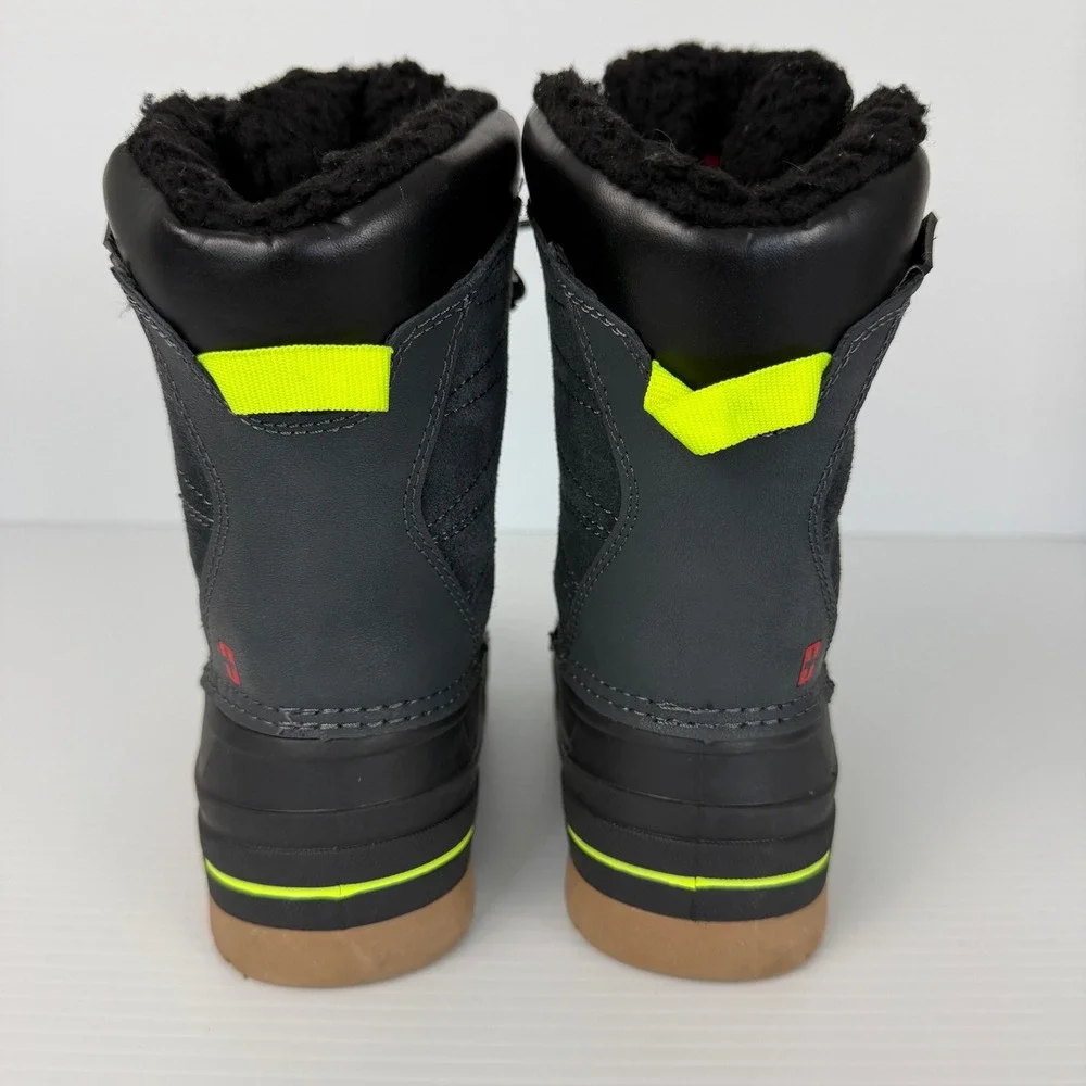 Swiss Tech Kids Winter‎ Snow Boots Grey Black Neon Yellow Waterproof Size 10